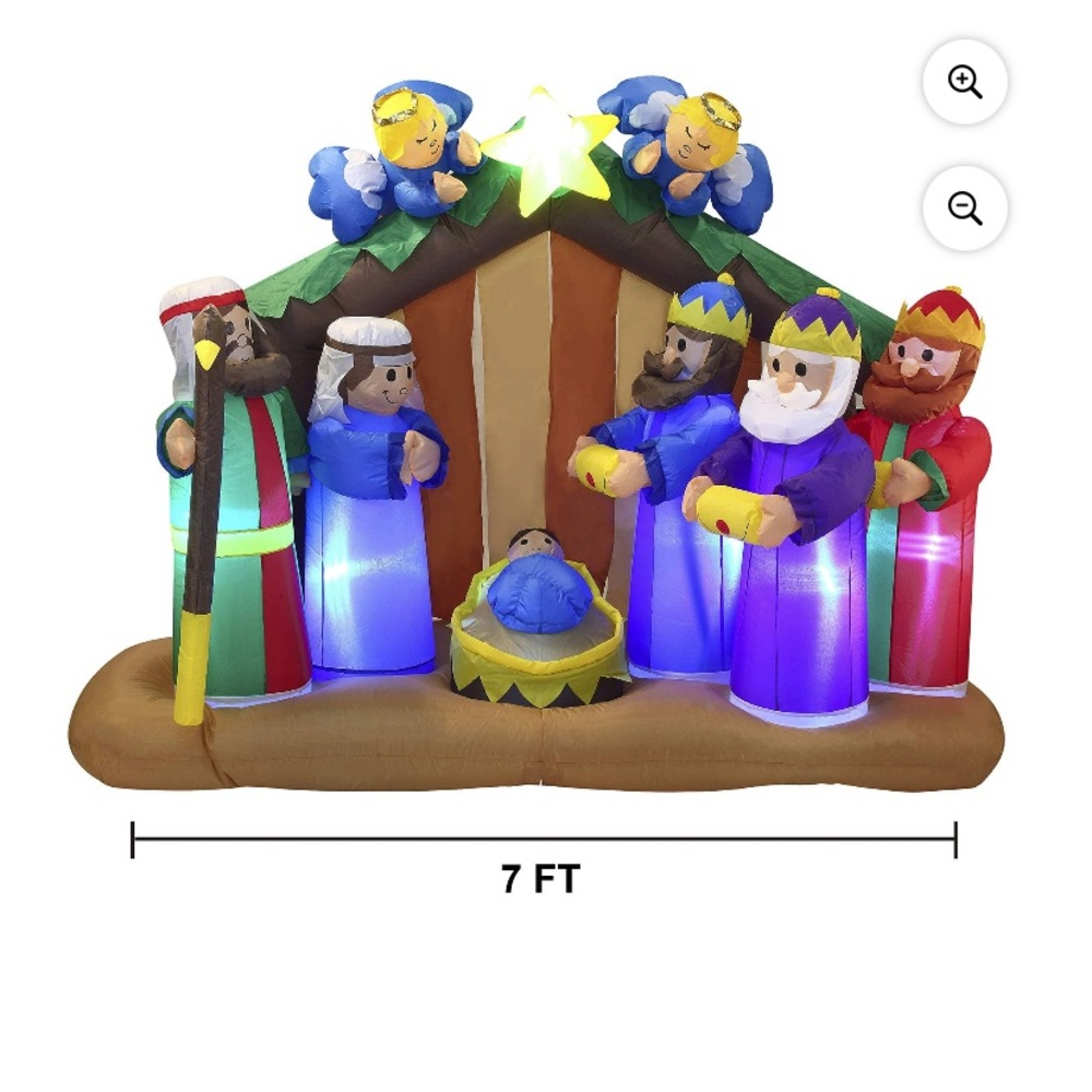 6 Feet Long Christmas Nativity Scene Inflatable With Angels